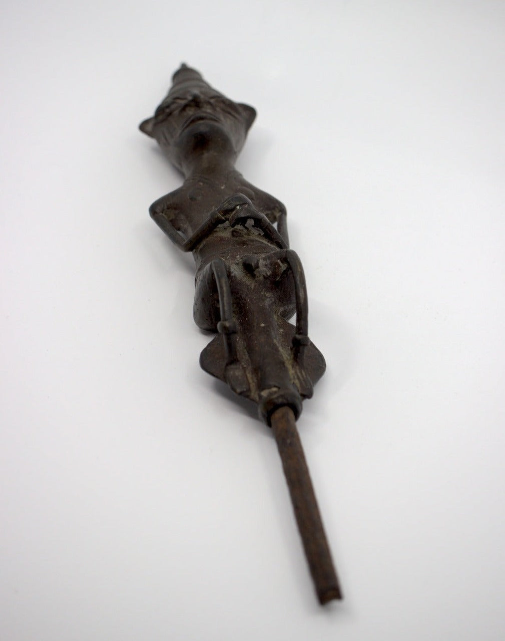 Yoruba Edan Ogboni bronze male staff.