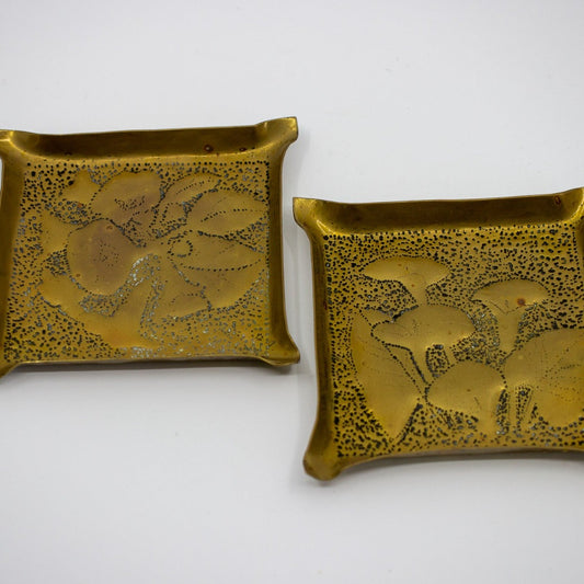 Antique Edwardian brass pin dishes